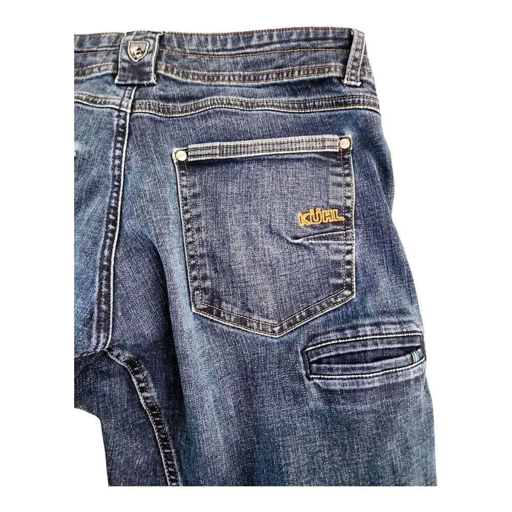 Kuhl Ryder Denim Jeans Men’s 34X32  Indigo Dye Articulated Knees Workwear